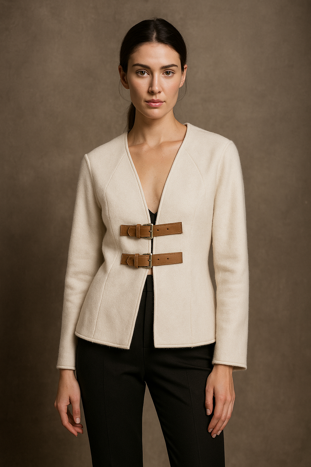 Lunara™ Wool & Leather Buckle Jacket