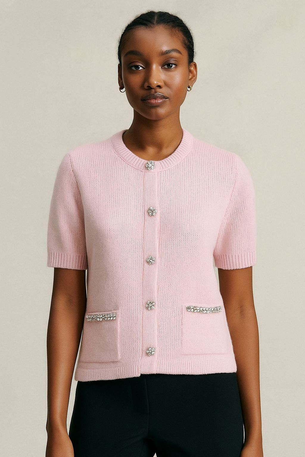 Elaris™ Knitted Diamond Button Cardigan