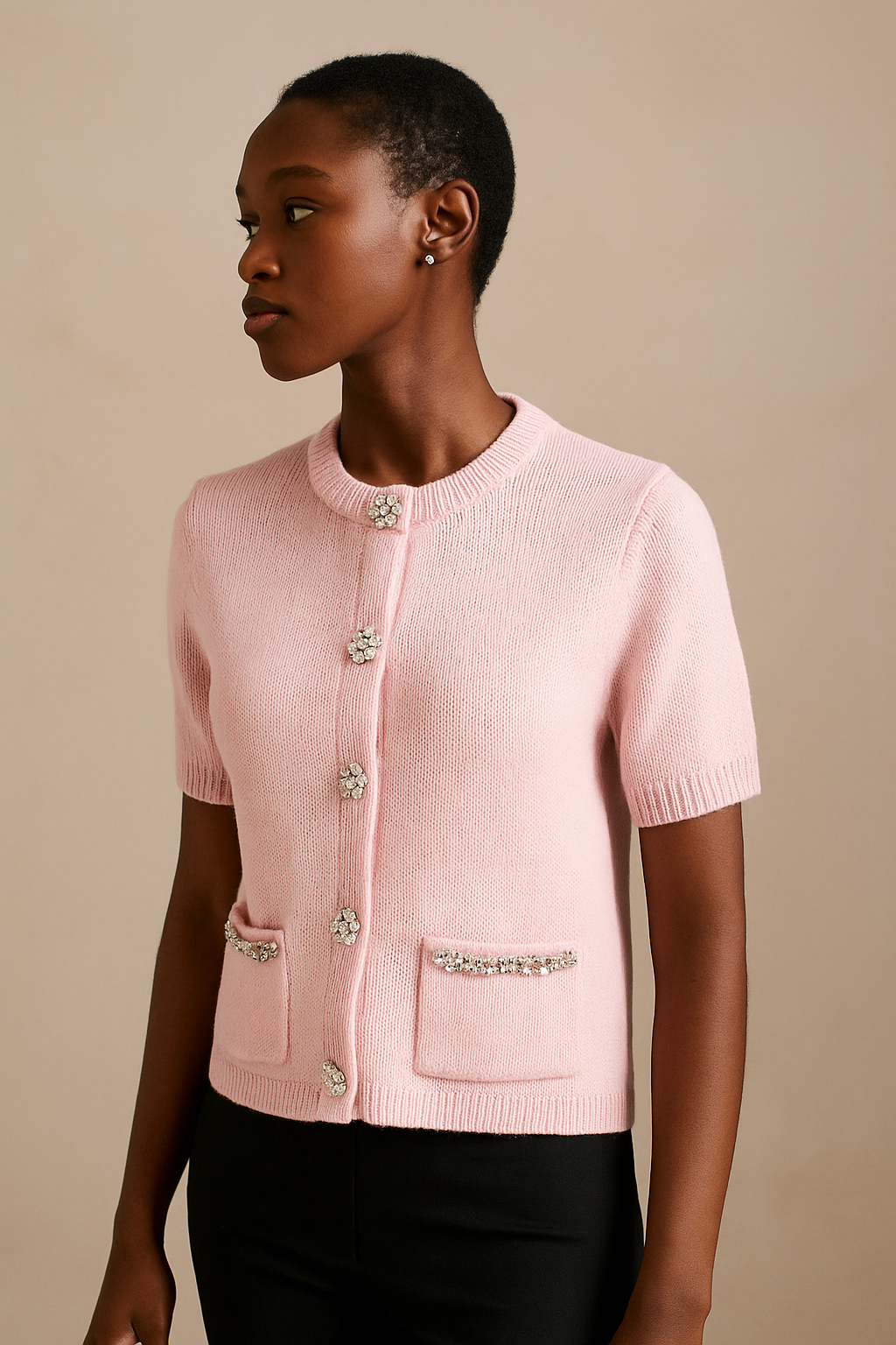 Elaris™ Knitted Diamond Button Cardigan