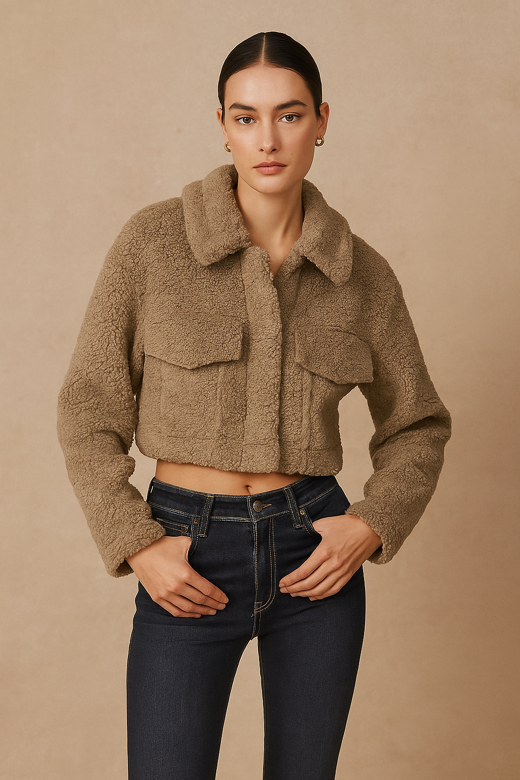 Orlena™ Faux Fur Fleece Cropped Jacket