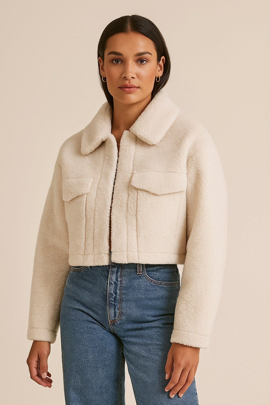 Orlena™ Faux Fur Fleece Cropped Jacket