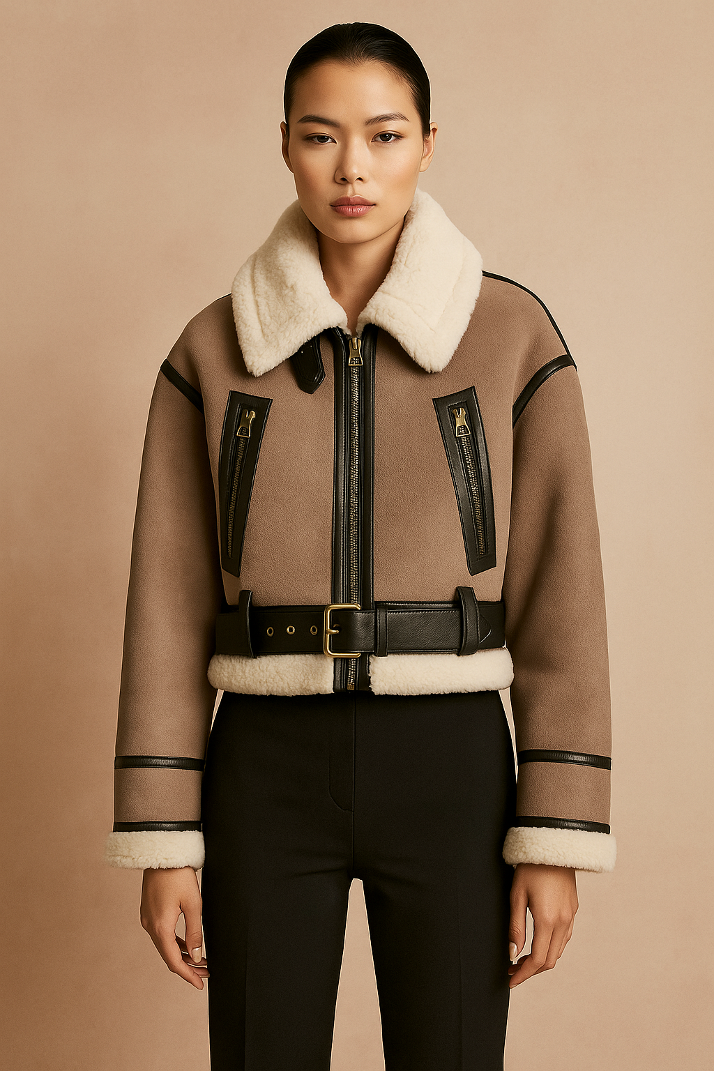 Valoria™ Faux Fur Shearling Leather Jacket