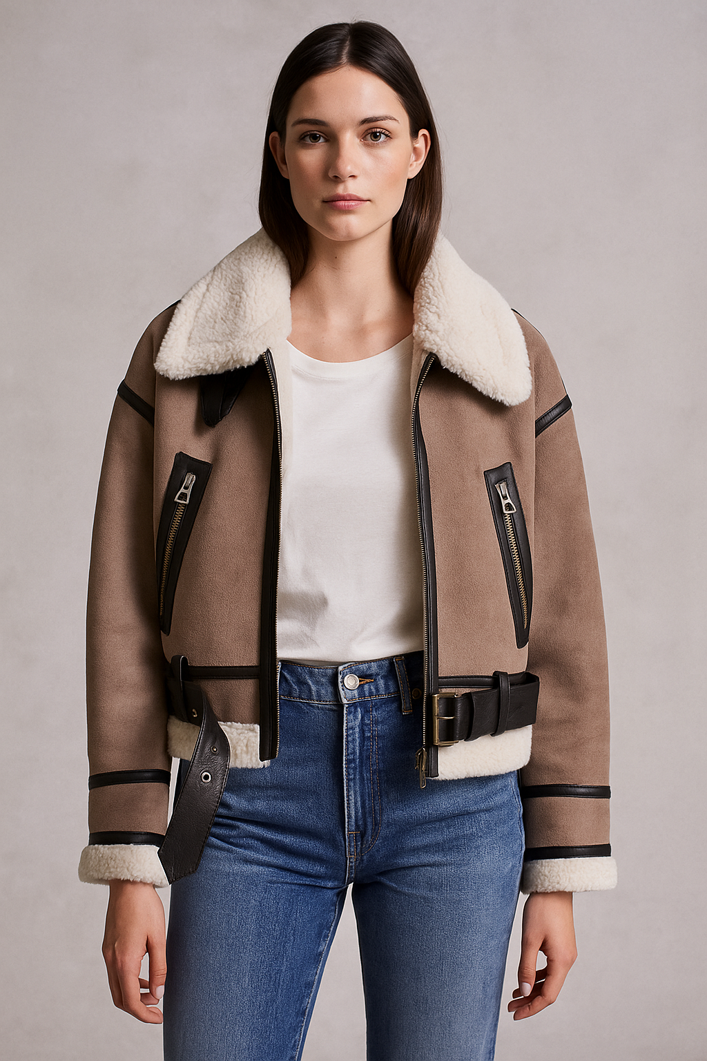 Valoria™ Faux Fur Shearling Leather Jacket