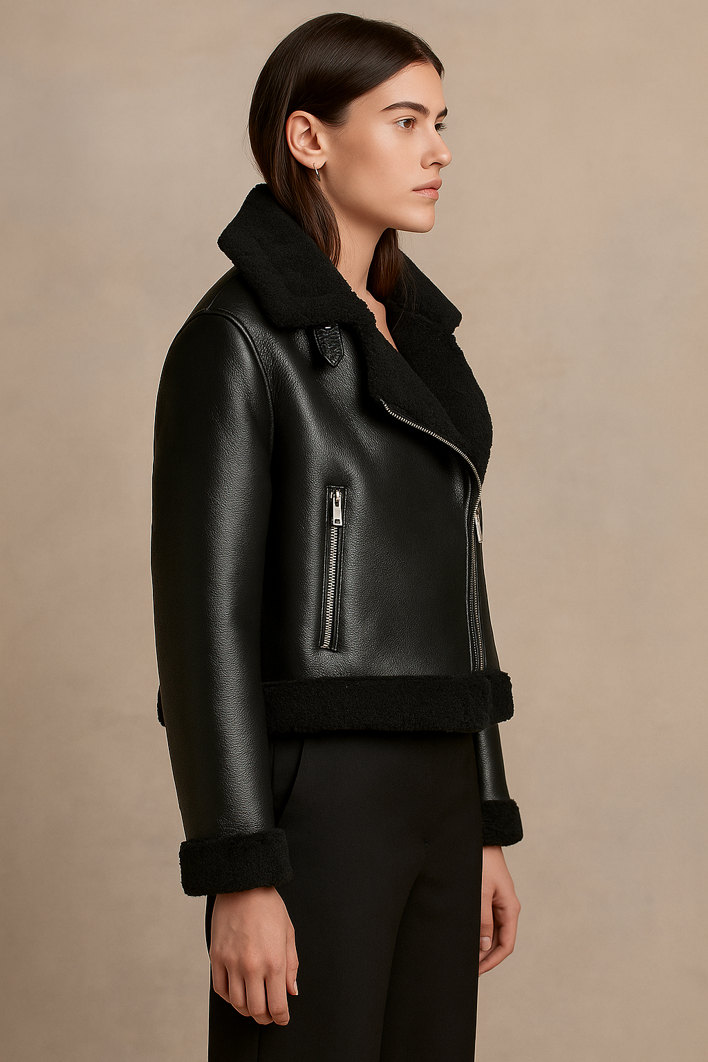 Amarisse™ Leather Faux Fur Jacket