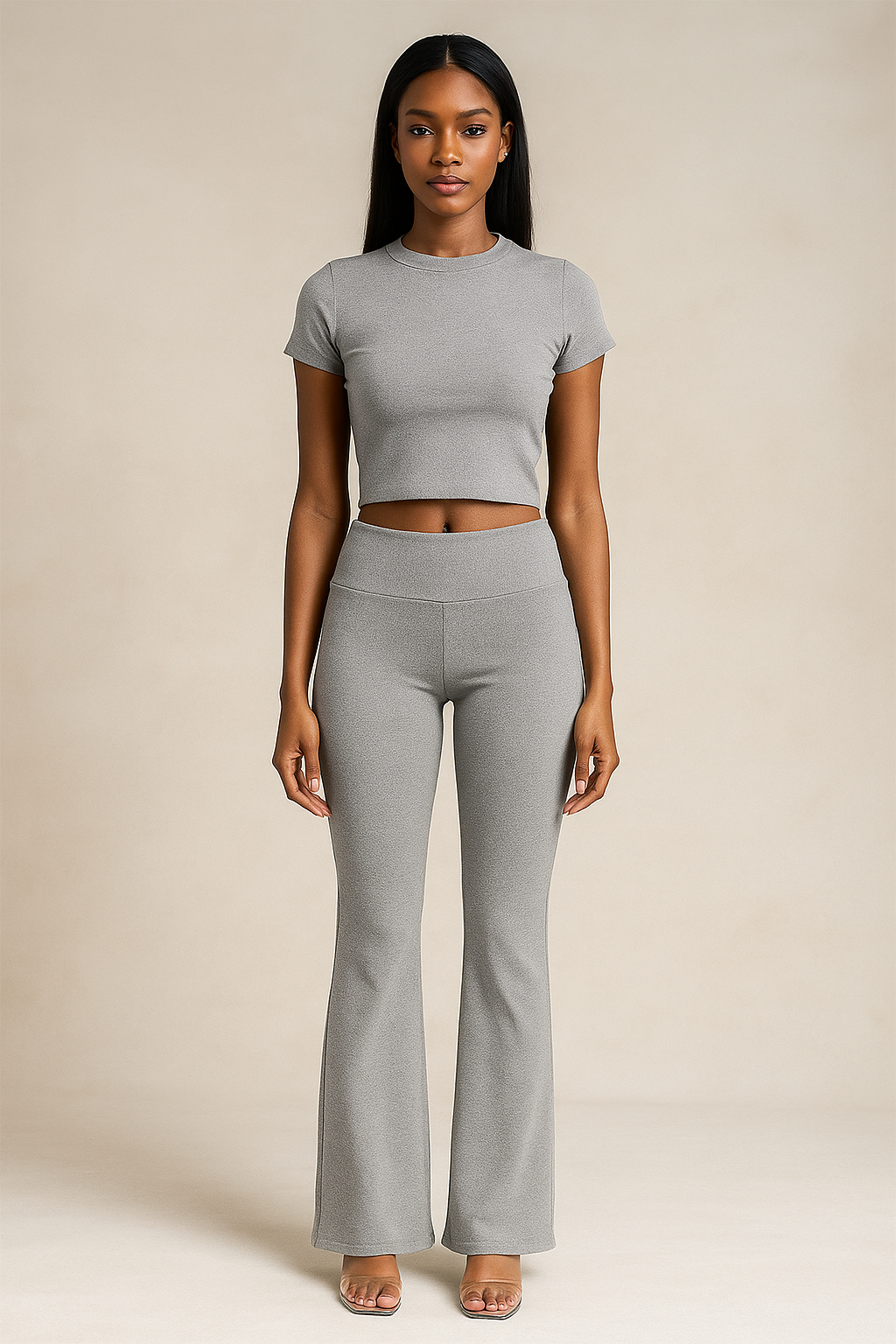 Solenne™ Short Sleeve Top & Fold Over Leggings Set