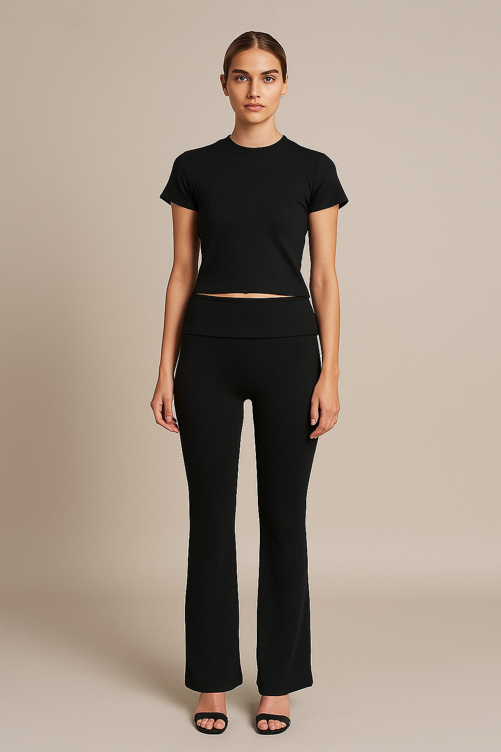 Solenne™ Short Sleeve Top & Fold Over Leggings Set