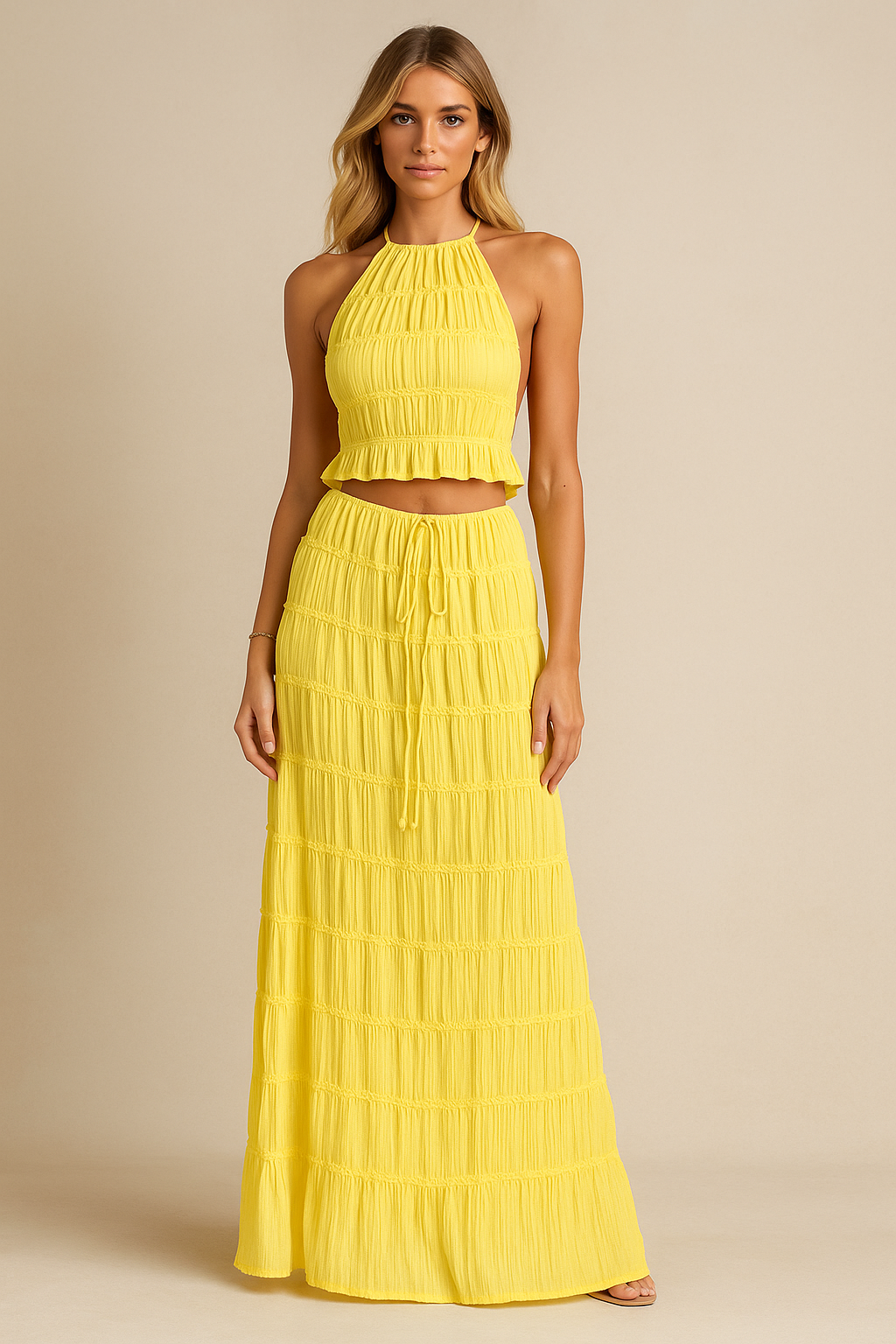 Melisandre™ Ruched Halter Top & Maxi Skirt Set