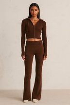 Thessia™ Knitted Hoodie & High Waist Pants Set