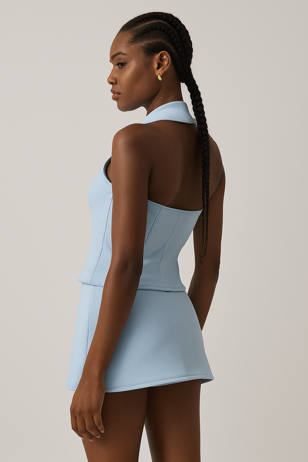 Valoria™ V-Neck Backless Top & Mini Skirt Set