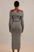Solenne™ Knitted Off Shoulder Sweater & Maxi Skirt Set