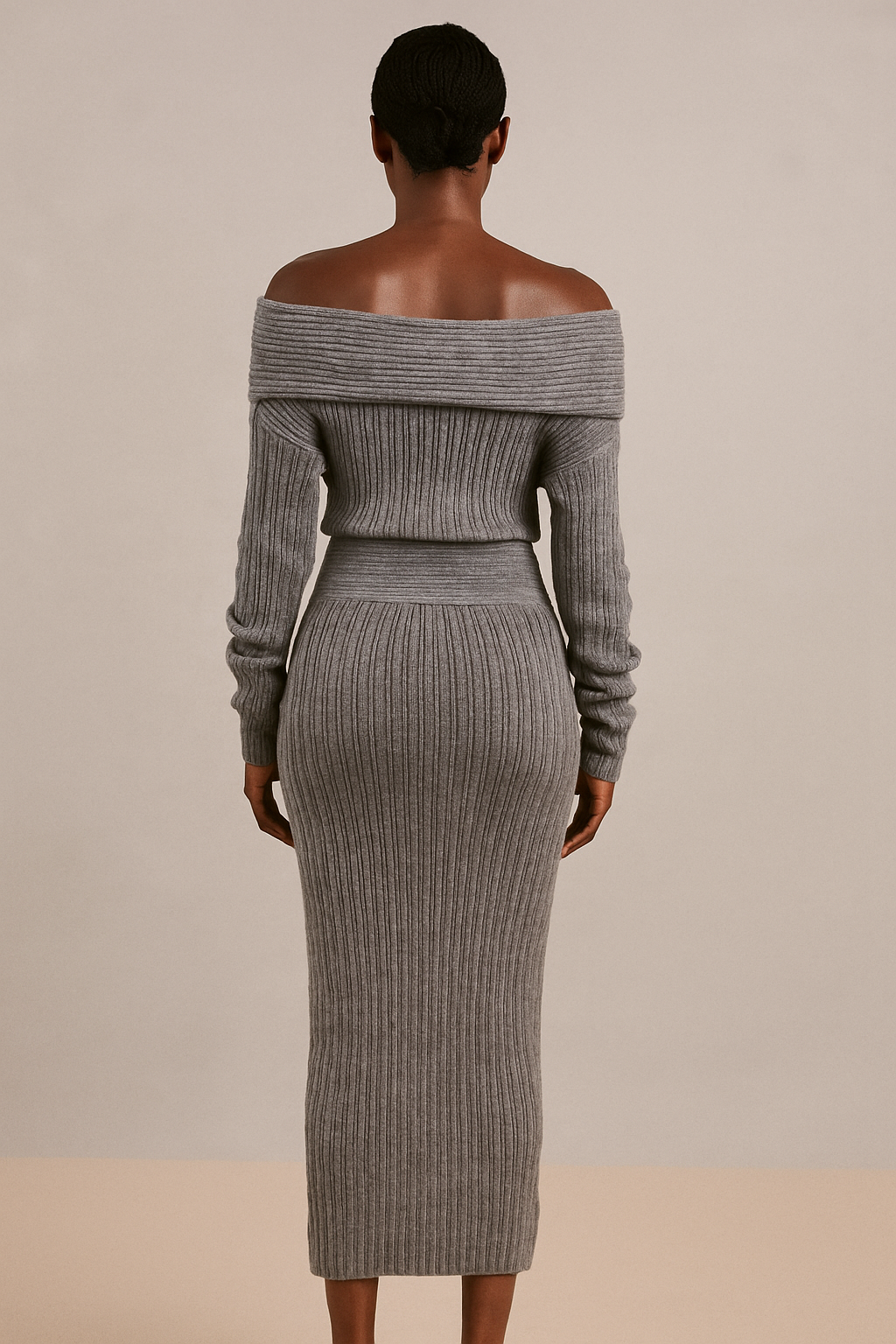 Solenne™ Knitted Off Shoulder Sweater & Maxi Skirt Set