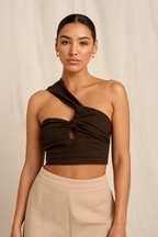 Veyra™ One Shoulder Pleated Crop Top