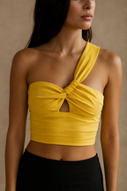 Veyra™ One Shoulder Pleated Crop Top
