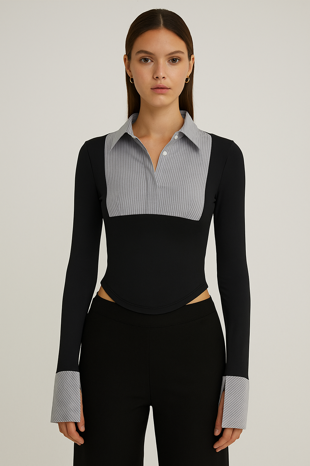 Melisandre™ Stripe Print Polo Crop Shirt