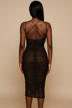 Amarisse™ Deep V-Neck Double Layer Midi Dress