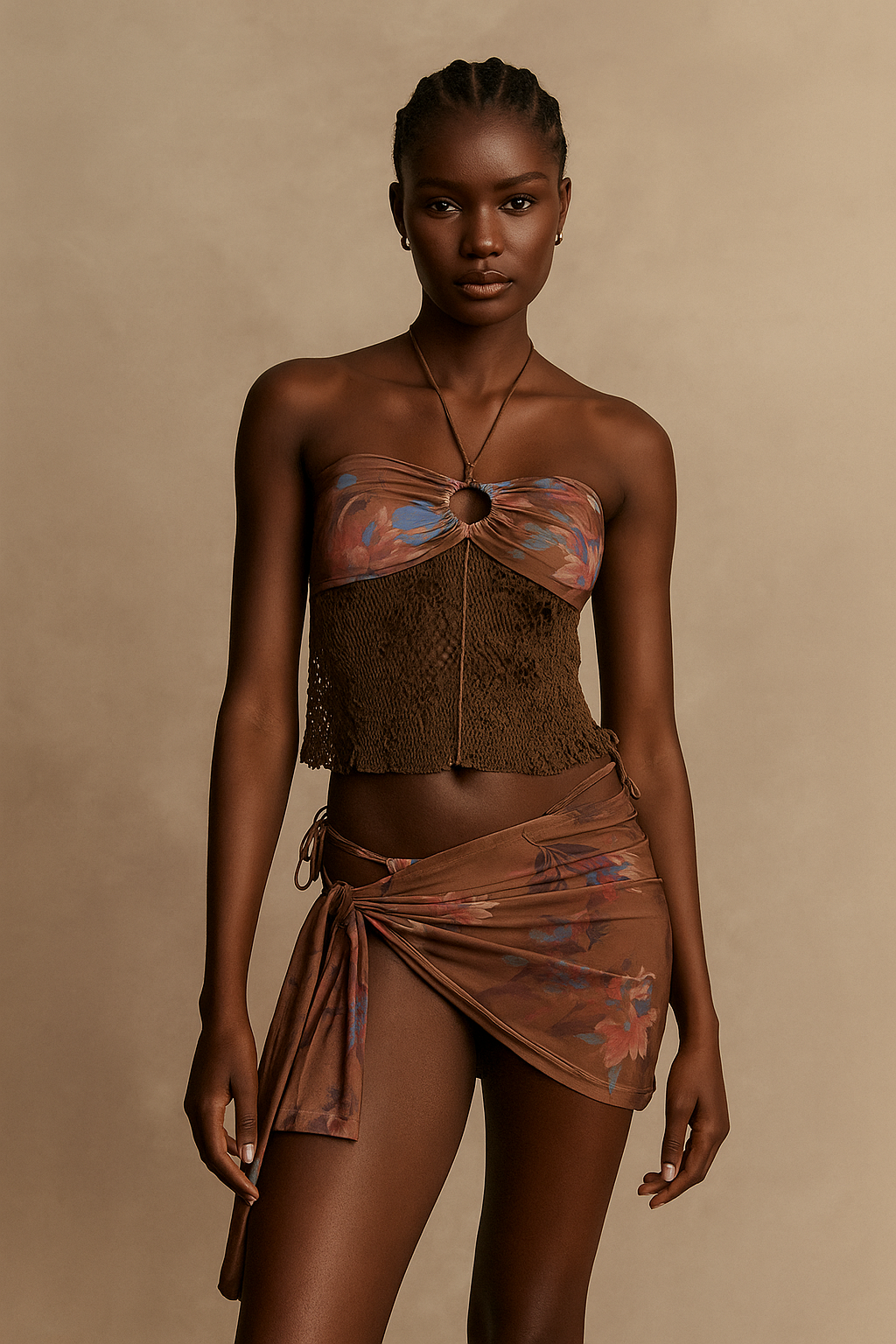 Elaris™ Halter Camisole & Ruched Knot Skirt Set