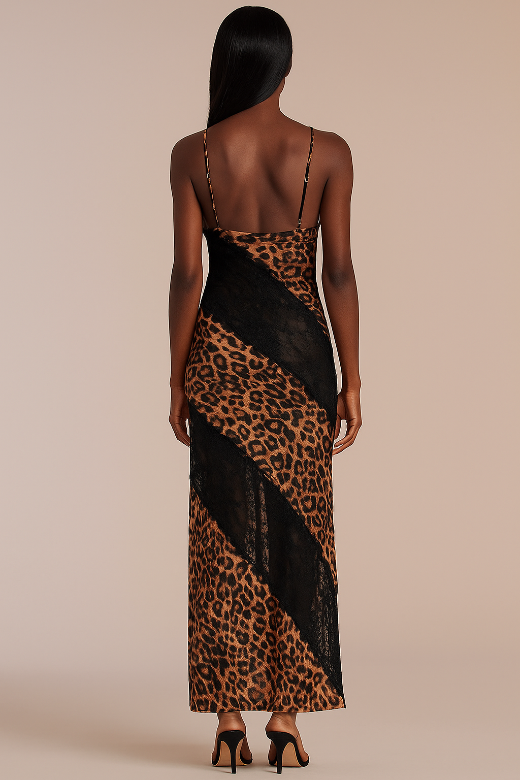 Amarisse™ Leopard Print Mesh Patchwork Maxi Dress