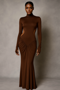 Thessia™ Long Sleeve Ruched Backless Maxi Dress
