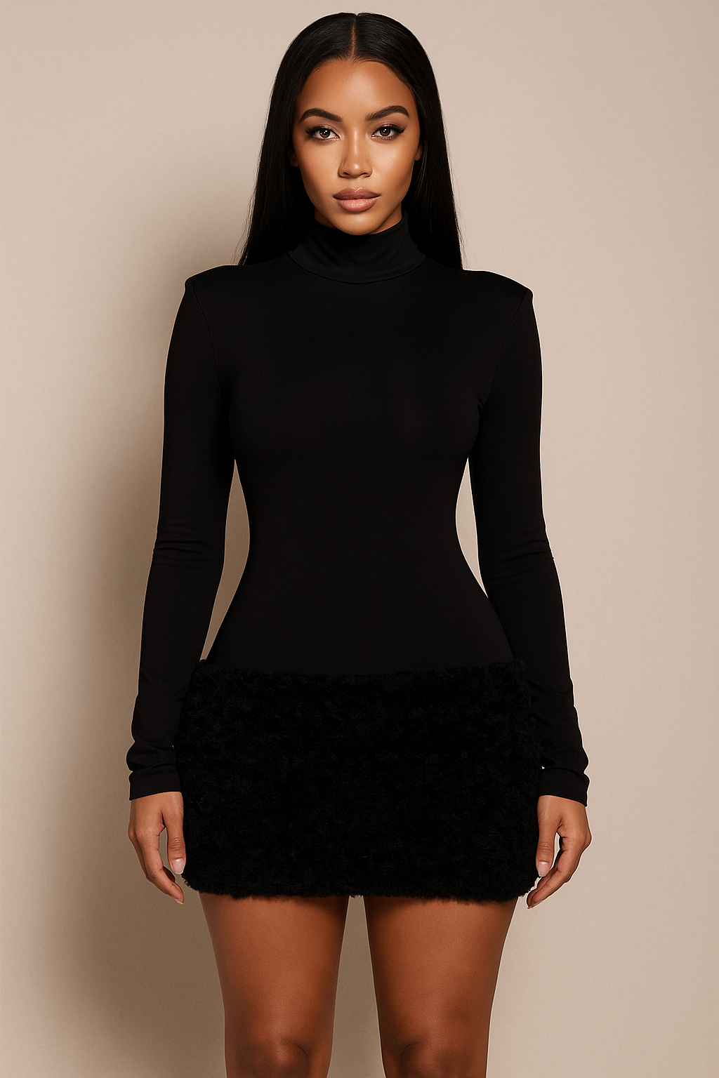 Lunara™ Turtleneck Long Sleeve Mini Dress