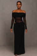 Valoria™ Off-Shoulder Mesh Ruched Maxi Dress