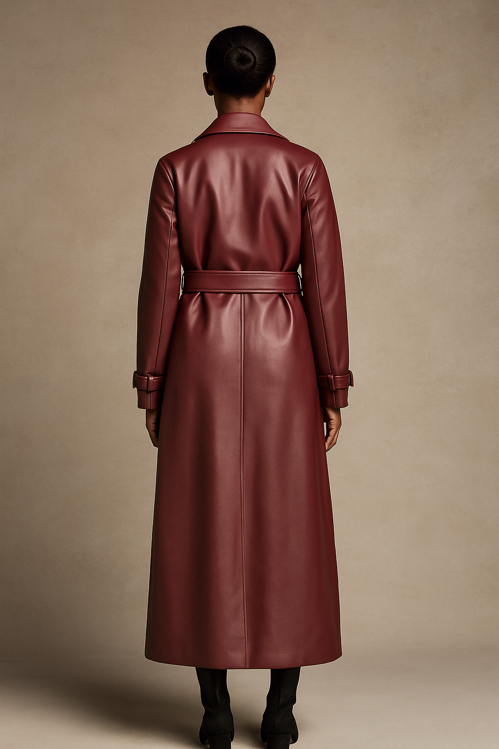 Elaris™ Leather Belted Long Coat