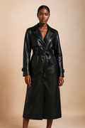 Elaris™ Leather Belted Long Coat