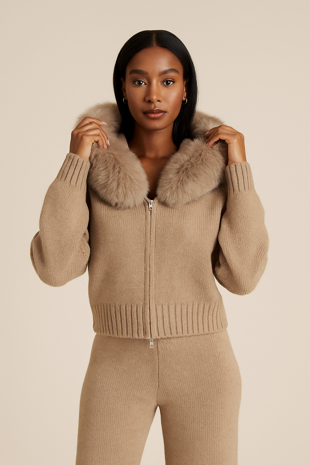 Renée™ Fur Collar Cardigan