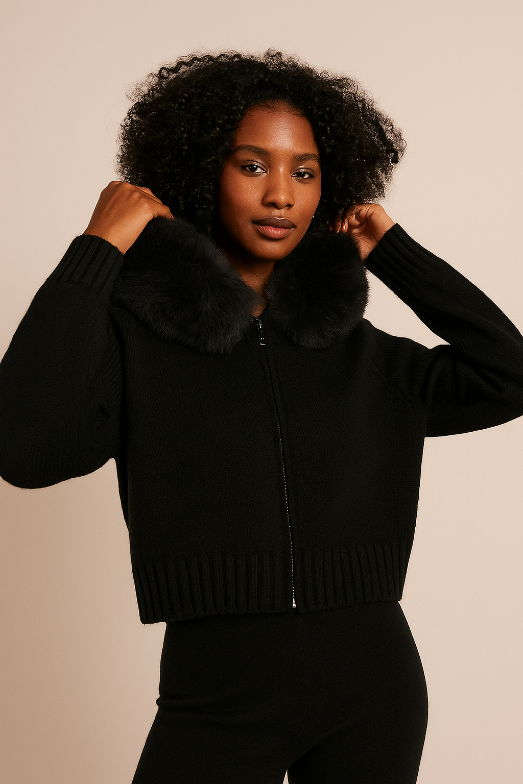Renée™ Fur Collar Cardigan