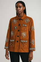Juliette™ Rivet Flower Embellished Coat