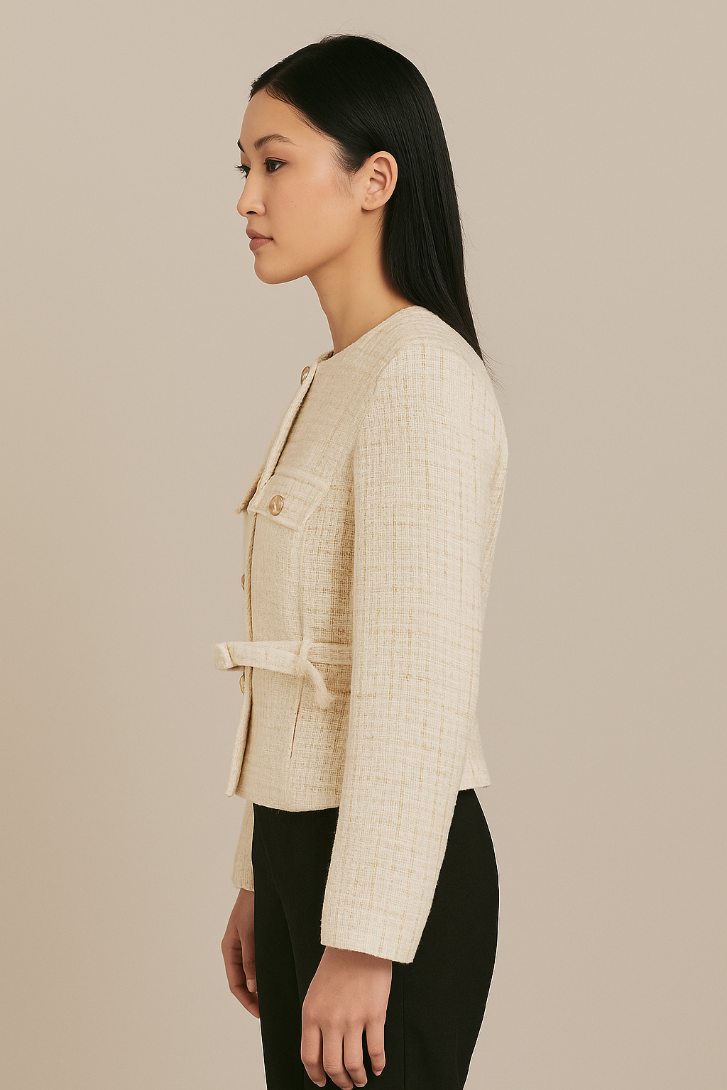 Colette™ Long Sleeve Plaid Tweed Coat