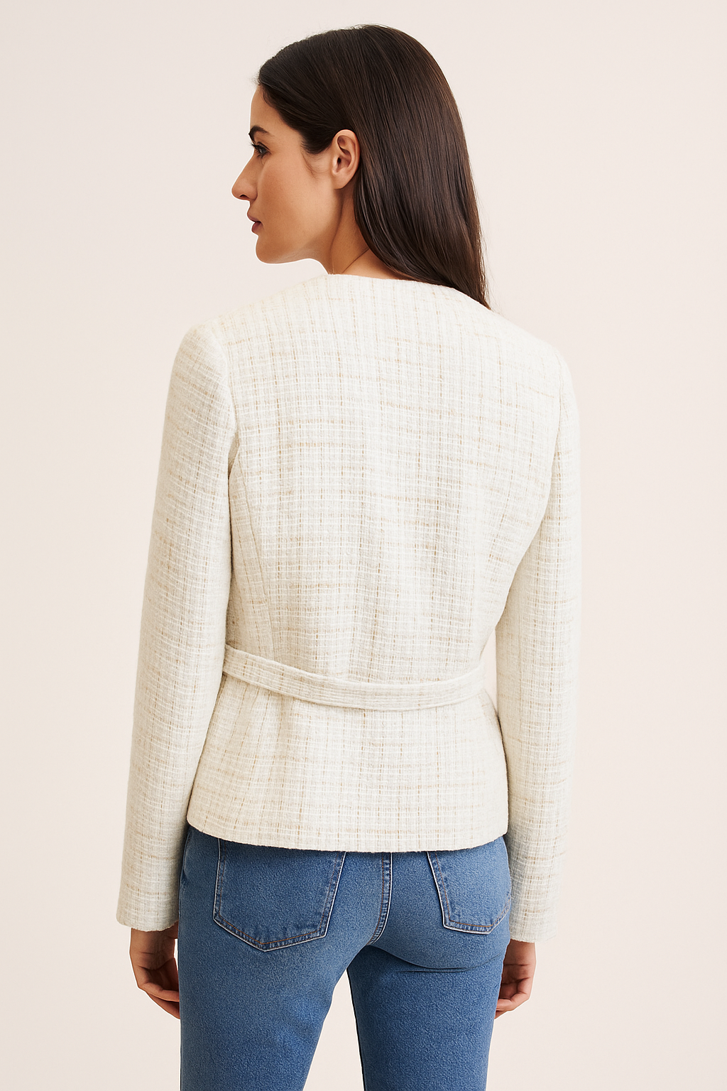 Colette™ Long Sleeve Plaid Tweed Coat