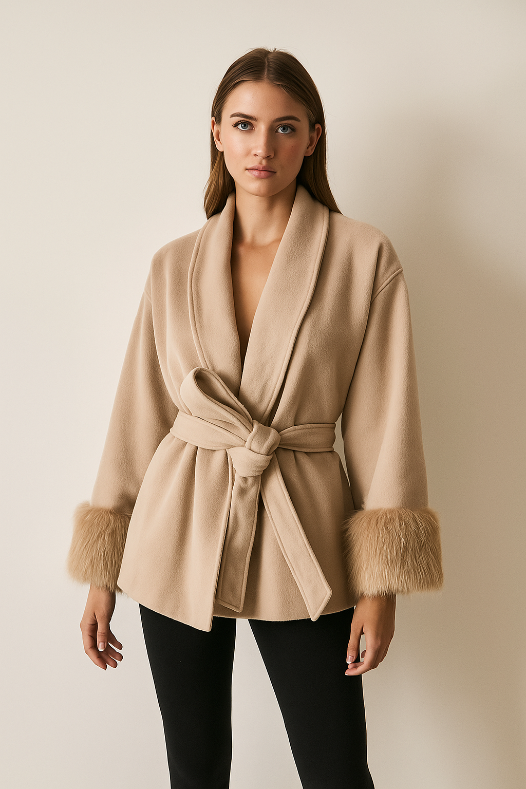 Élise™ Woolen Lapel Belt Jacket