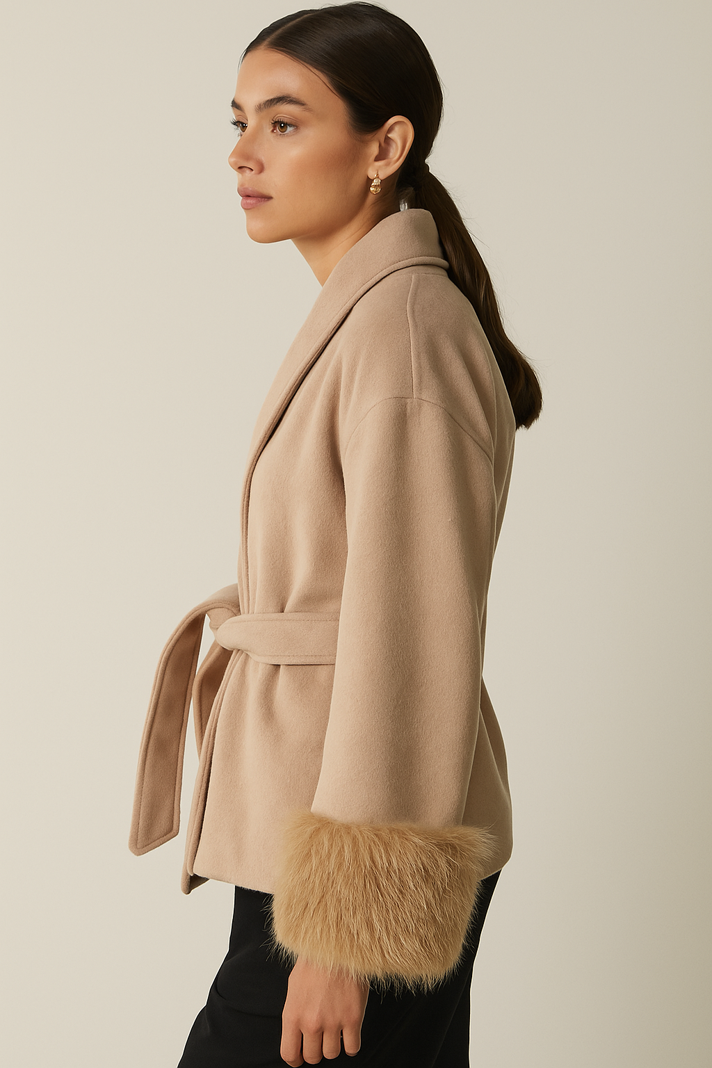 Élise™ Woolen Lapel Belt Jacket