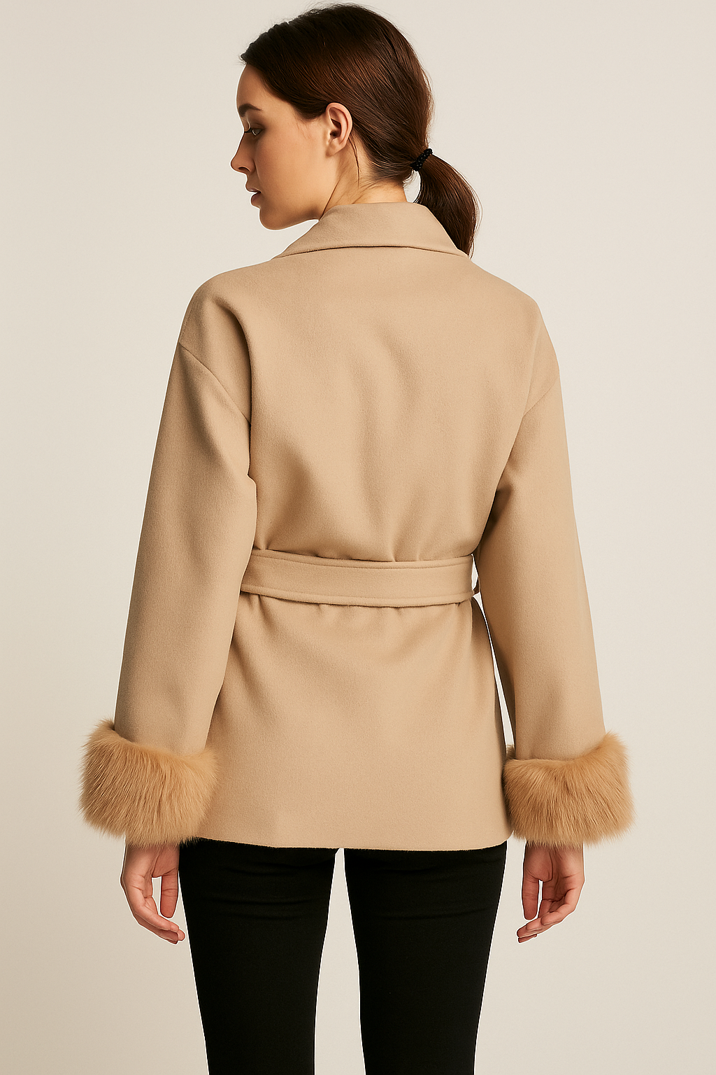 Élise™ Woolen Lapel Belt Jacket