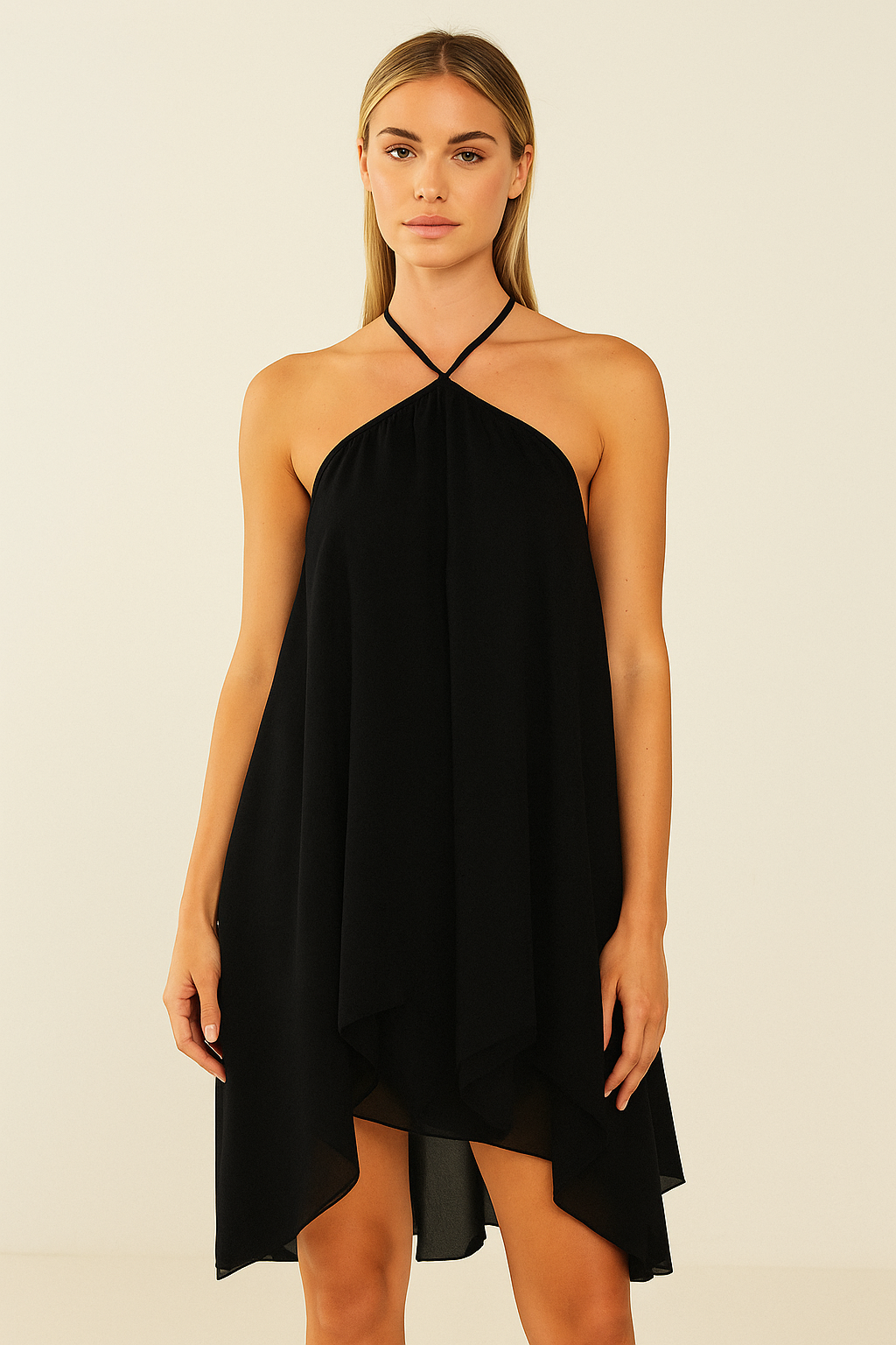 Amoura™ Sleeveless Halter Ruffle Mini Dress