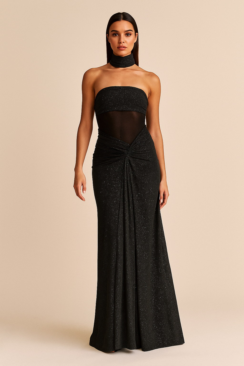 Aurelia™ Swarovski Crystal Strapless Draped Maxi Dress