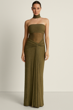 Aurelia™ Swarovski Crystal Strapless Draped Maxi Dress