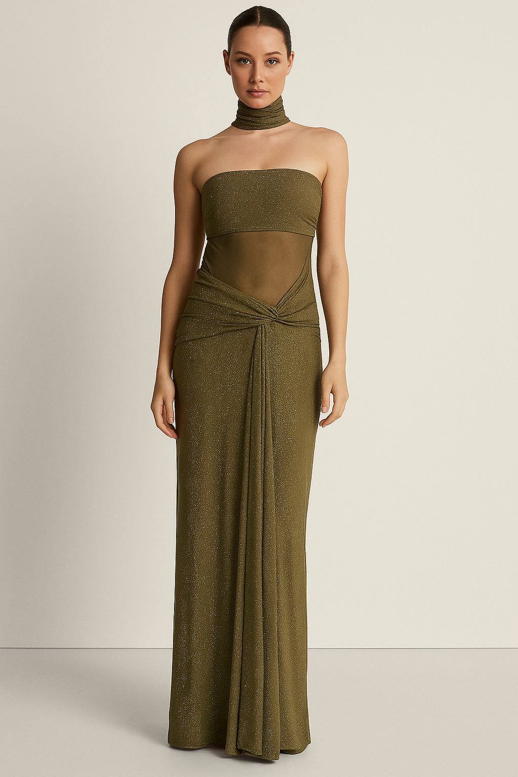 Aurelia™ Swarovski Crystal Strapless Draped Maxi Dress