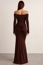Noiré™ Ruched Metal Buckle Bodycon Maxi Dress
