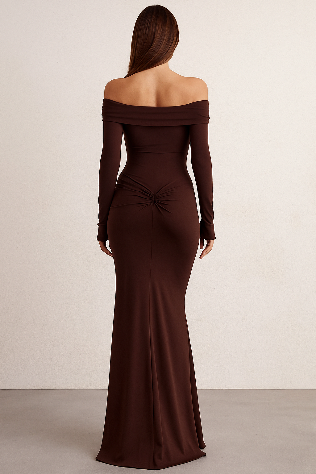 Noiré™ Ruched Metal Buckle Bodycon Maxi Dress