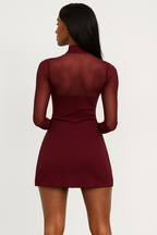 Arden™ Mesh Patchwork Turtleneck Mini Dress