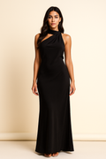 Aloura™ Satin Ribbon Halter Backless Maxi Dress