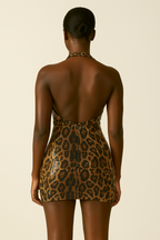 Savana™ Hanging Neck Leopard Sequin Mini Dress