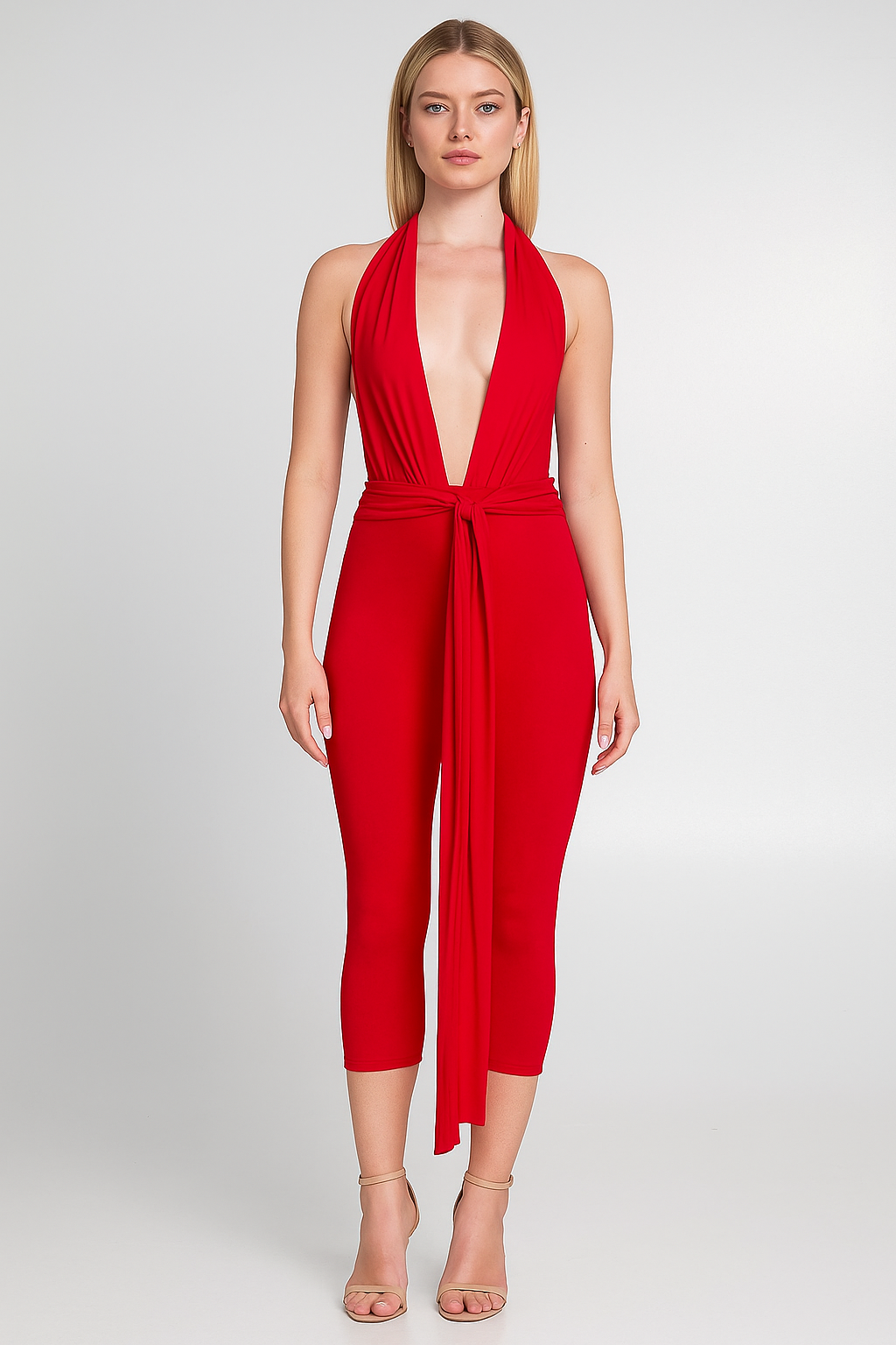 Kaia™ Cheetah Print Hollow Halter Jumpsuit
