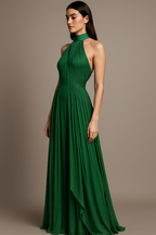 Aureline™ Halter Pleated Chiffon Maxi Dress