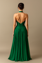 Aureline™ Halter Pleated Chiffon Maxi Dress