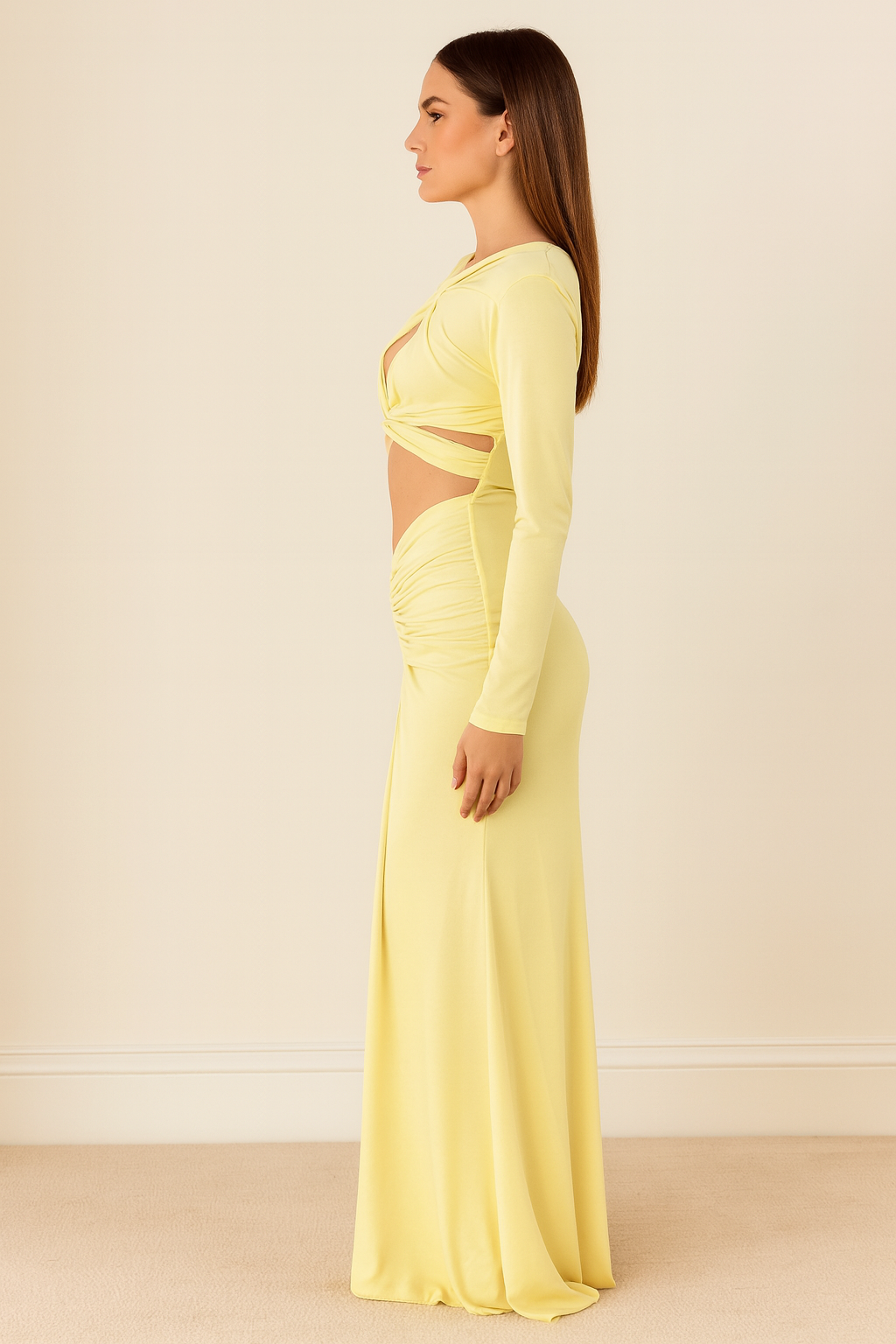 Althea™ Cutout Ruched Long Sleeve Maxi Dress