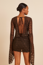 Amara™ Sheer Wrap Bell Sleeve Mini Dress