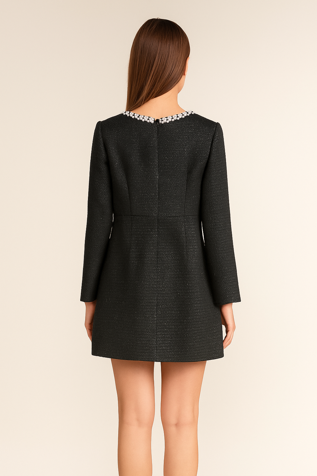 Celeste™ Pearl-Trim Tweed Mini Dress