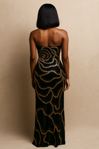 Aurelia™ Gold Embellished Velvet Maxi Dress